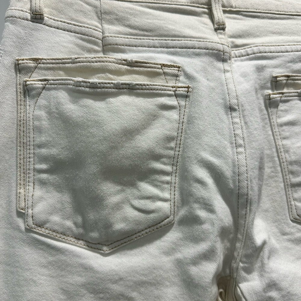 Frame Le High High-Rise Straight-Leg Jeans - Dual Color Cream/White - Size 27 - Picture 7 of 11
